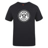 The White River Rugby Football Club Club Plain Tee by WRS Canterbury is a black cotton-blend t-shirt with a circular eagle logo, "EST 1999" text in white, and offers customizable comfort and team spirit.
