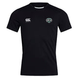 The Woodlands Youth Wolfpack Club Dry Tee by EMB Canterbury is a black short-sleeve T-shirt with a white Canterbury logo on the right chest, team crest on the left, and Vapodri Technology for breathable comfort during workouts.