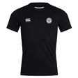 The White River Rugby Football Club Club Dry Tee by EMB Canterbury is a black athletic tee with a white Canterbury logo on the right chest, club badge on the left chest, and features moisture-wicking Vapodri Technology for comfort.