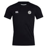 The White River Rugby Football Club Club Dry Tee by EMB Canterbury is a black athletic tee with a white Canterbury logo on the right chest, club badge on the left chest, and features moisture-wicking Vapodri Technology for comfort.