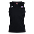 The Capitals Rugby NC Club Dry Singlet by EMB Canterbury features a black, sleeveless design with Vapodri Technology, a white Canterbury logo on the right chest, and a purple Capitals logo—ideal for peak athletic performance.