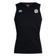 The White River Rugby Football Club Club Dry Singlet by EMB Canterbury is a sleeveless black top with two white chest logos and Vapodri Technology for high-performance athletic use.