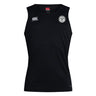 The White River Rugby Football Club Club Dry Singlet by EMB Canterbury is a sleeveless black top with two white chest logos and Vapodri Technology for high-performance athletic use.