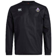 The EMB Canterbury Capitals Rugby NC Club Vaposhield Contact Top is black, has long sleeves, the Canterbury logo on the right chest, and a "Capitals" team logo on the left chest.