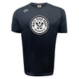 The WRS Canterbury White River Rugby Football Club Tempo Vapodri T-Shirt is a black athletic tee featuring a circular "White River Rugby Indianapolis" logo with crossed rugby paddles and "EST 1999" at the center.