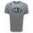 The Woodlands Youth Wolfpack Tempo Vapodri T-Shirt by WRS Canterbury is a gray short-sleeve sports tee with a "Woodlands Rugby" three-wolf logo on the front, a small right shoulder brand logo, and moisture-wicking fabric for comfort.