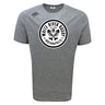 The White River Rugby Football Club Tempo Vapodri T-Shirt by WRS Canterbury is a gray short-sleeve athletic tee with a circular "White River Rugby Indianapolis Est. 1999" logo and crossed rugby balls on the chest.