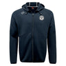 The White River Rugby Football Club Tempo Vapodri Full-Zip Hoodie by EMB Canterbury features a hood, two front pockets, two chest logos, and moisture-wicking fabric for comfort and performance.