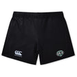 The Woodlands Youth Wolfpack Women's Yokohama Short by EMB Canterbury features a green and white team crest on the right leg, perfect for fans or players seeking stylish women's rugby shorts.