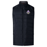The Capitals Rugby NC Elite Microlite Gilet by EMB Canterbury is a black, sleeveless insulated vest with zip closure and a purple and white "Capitals" logo on the upper left chest.