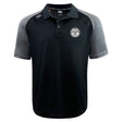 The White River Rugby Football Club Elite Polo by EMB Canterbury features grey sleeves, a circular left chest logo, and a front button placket. Made from lightweight, durable Vapodri fabric for comfort and performance.