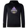 The Capitals Rugby NC Club Lightweight Hoodie by WRS Canterbury is a black lightweight hoodie with a kangaroo pocket, drawstring hood, and "Capitals Rugby" logo featuring a purple-domed building and rugby ball on the chest.