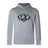 The Woodlands Youth Wolfpack Club Lightweight Hoodie by WRS Canterbury features a light gray design with a green shield logo of three wolf heads and an embroidered CCC logo for classic rugby style.