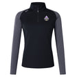 The Capitals Rugby NC Women's Elite First Layer by EMB Canterbury is a black and gray long-sleeve quarter-zip pullover with VapoDri moisture-wicking technology, a left-chest logo, and a small emblem on the right shoulder.
