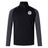 The EMB Canterbury White River Rugby Football Club Elite First Layer is a black and dark gray VapoDri quarter-zip pullover with a white circular crest on the chest—perfect as a rugby training top.