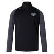 The Woodlands Youth Wolfpack Women's Elite First Layer by EMB Canterbury is a long-sleeve black and gray quarter-zip with VapoDri moisture-wicking tech, team crest on the left chest, and small logo on the right shoulder.