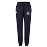 The Capitals Rugby NC Women's Leisure Sweatpant by EMB Canterbury is a navy blue organic cotton sweatpant with a drawstring waist, featuring the Canterbury logo on the left and a Royal Capitals badge on the right thigh.