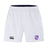 The Winona State University Advantage Short 2.0 by EMB Canterbury offers white performance shorts that showcase a logo on the left leg and an emblem on the right, all crafted from recycled content for sustainable sportswear.