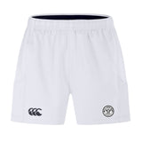 The White River Rugby Football Club Advantage Short 2.0 by EMB Canterbury features an elastic waistband, double front logos, and side pockets—sustainable sportswear designed for comfort and performance on or off the field.