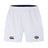 The Woodlands Youth Wolfpack Advantage Short 2.0 by EMB Canterbury features an elastic waistband, black Canterbury logo on the left leg, and a green crest on the right—designed for comfort and sustainability in every workout.