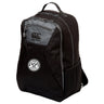 The EMB Canterbury White River Rugby Football Club Medium Backpack features a black design with gray accents, water repellent finish, side mesh pocket, and a circular "White River Rugby" logo on the front.