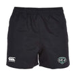 The Woodlands Youth Wolfpack Professional Polyester Rugby Short by Canterbury features the EMB Canterbury logo on the left leg and a Wolfpack team crest on the right leg.