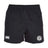 The White River Rugby Football Club Professional Polyester Rugby Short by EMB Canterbury features an elastic waistband, black fabric, a white "Canterbury" logo on the left leg, and a circular "Silver Wolves" logo on the right.