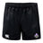 The Capitals Rugby NC Professional Polyester Rugby Short by EMB Canterbury features black fabric, pockets, an elastic waistband, a white Canterbury logo on one leg, and a purple Capitals team logo on the other.