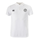 The White River Rugby Football Club Waimak Polo by EMB Canterbury is a classic white rugby polo with two black chest logos, including the Canterbury emblem.