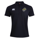 Navy blue Boston RFC Waimak Polo by EMB Canterbury with a collar, featuring embroidered Canterbury logos on the right chest and "Boston" on the left chest.