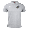 Grey Boston RFC Waimak polo by EMB Canterbury logo and cotton polyester blend fabric, displayed on a plain background.
