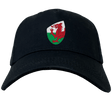 The Wales Shield Flex Drill Cap by EMB Canterbury boasts a striking red dragon emblem on its front.