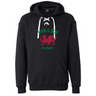 A black Nations of Rugby Wales Rugby Hockey Hoodie with the words "Wales Rugby" on it, by WRS Alpha Broder.