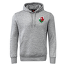 The EMB Canterbury Wales Shield Club Hoodie is made from premium sweatshirt fleece, features a front pocket, and displays a small red and green dragon emblem on the left chest. It's perfect for rugby supporters seeking comfort and style.