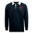 Navy blue relaxed fit rugby polo shirt with contrast white collar and a logo on the chest featuring the Wales Solid Classic Jersey from EMB Mudoo.