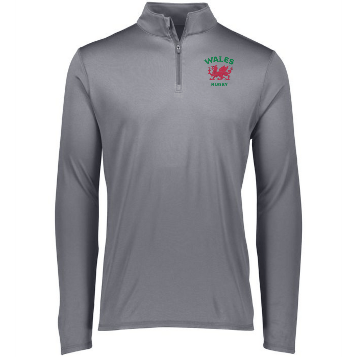 The men's Nations of Rugby Wales Rugby 1/4 Zip Pullover by EMB Augusta is a high-performance polyester garment designed with wicking technology to keep you dry and comfortable during any activity.