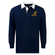Navy blue Wallabies Solid Classic Jersey with a white collar and a Wallabies logo on the chest, featuring a relaxed fit by EMB Mudoo.
