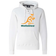 The Wallabies Hockey Hoodie by WRS S&S Activewear is a white hoodie with a kangaroo logo and "Wallabies" in orange and green on the chest—a classic Rugby Australia style for fans seeking a custom look.