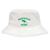 Show your team spirit with the Nations of Rugby Australia Rugby Crusher Bucket Hat by EMB S&S Activewear, featuring green "AUSTRALIA RUGBY" text and kangaroo graphic on durable cotton twill—perfect for any rugby supporter.