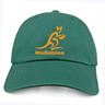 The Wallabies Cotton Twill Dad Cap by EMB S&S Activewear features an orange Wallabies logo and “Wallabies” embroidered on the front—an ideal addition to any Australia rugby cap collection.