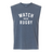 The Watch More Rugby Everyday Muscle Tee by WRS S&S Activewear is a blue-gray unisex tank, featuring a bold "WATCH MORE RUGBY" front print—ideal for fans seeking comfort and sporty style.