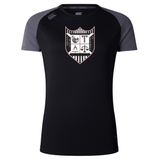 Troy University Rugby Women's Elite Training Tee by WRS Canterbury, featuring a large white shield logo with heraldic symbols on the chest.