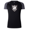Troy University Rugby Women's Elite Training Tee by WRS Canterbury, featuring a large white shield logo with heraldic symbols on the chest.