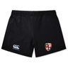 Black EMB Canterbury Yokohama rugby shorts with Rye High School Rugby Women's logo on the right leg.