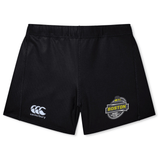 Black EMB Canterbury sports shorts with Boston Rugby Festival logo on the left leg, displayed on a white background.