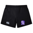 The Winona State University Women's Yokohama Short by Canterbury features a durable Vapodri fabric with an EMB Canterbury logo on the left leg and a purple crest on the right leg.