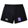 The Winona State University Women's Yokohama Short by Canterbury features a durable Vapodri fabric with an EMB Canterbury logo on the left leg and a purple crest on the right leg.