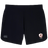 The West Potomac RFC Women's Elite Woven Short by EMB Canterbury features black gym shorts with a white and red club logo on the right leg, a grey CCC logo on the left, and zippered pockets for secure storage.