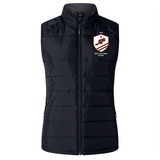 The EMB Canterbury West Potomac RFC Women's Elite Microlite Gilet is black, sleeveless, features insulated baffles and the "West Potomac Rugby" logo on the left chest.