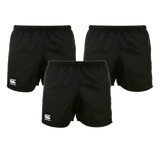 Three pairs of Women's Canterbury Advantage 2.0 Shorts from Bundle Canterbury, each featuring a white logo on the left leg, are displayed on a white background.